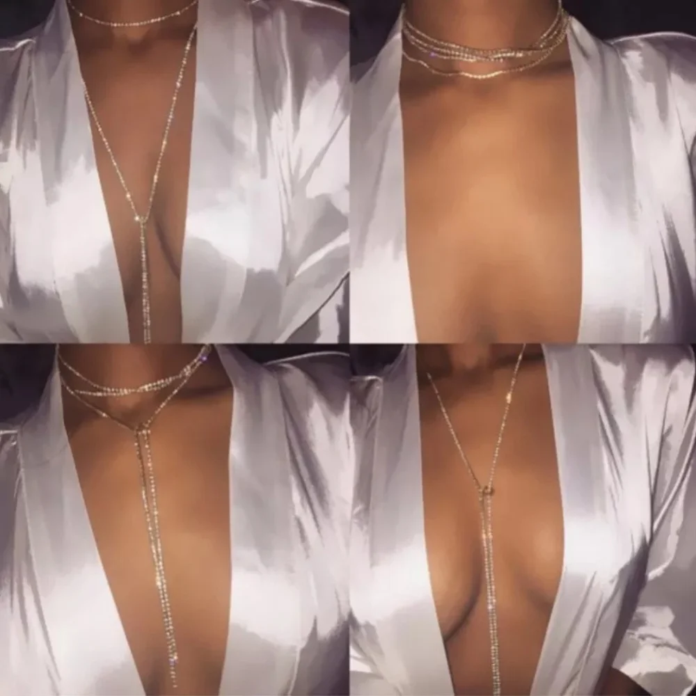 Sparkly Long Adjustable 50in Necklace Body Jewelry